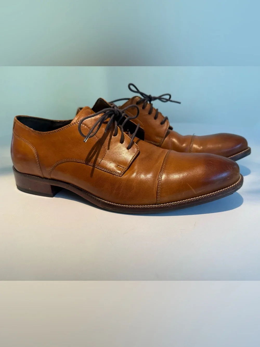 Cole Haan Men's British Tan Leather Cap Toe Oxford Dress Shoes Size C24120